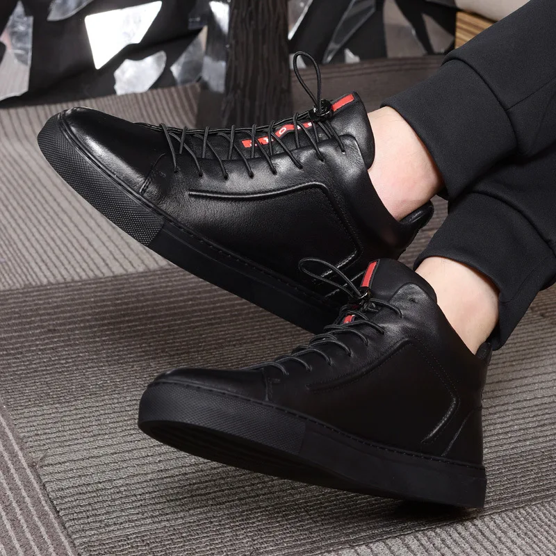 2018 Новая модная брендовая обувь для отдыха черные мужские кроссовки с высоким