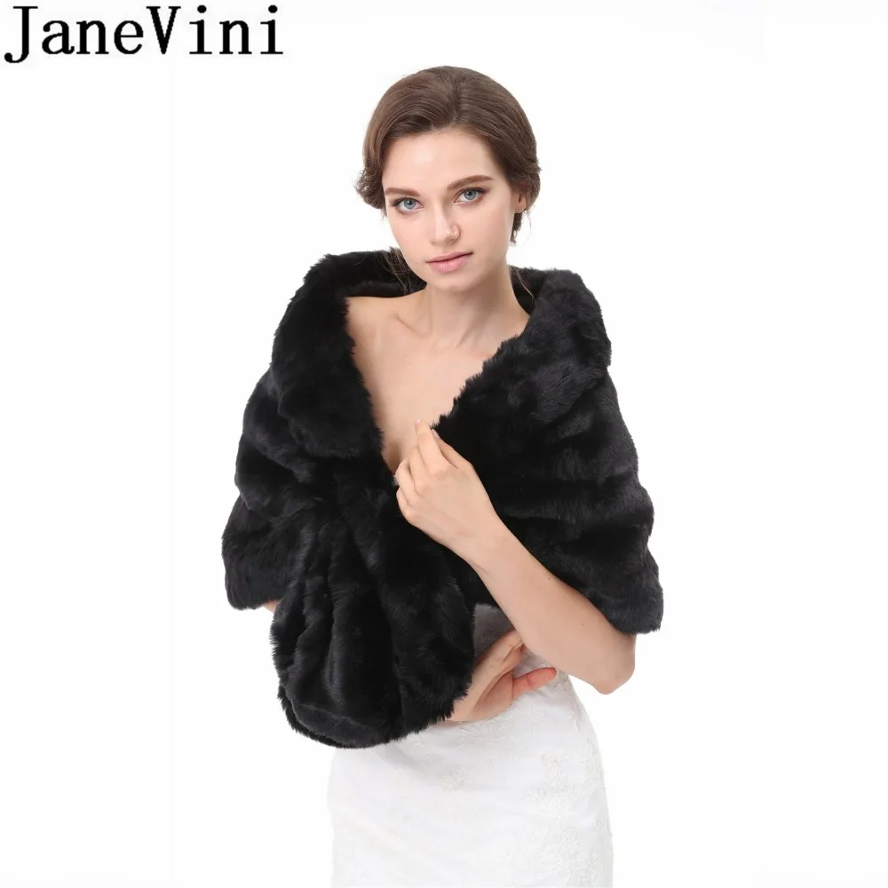 Модная женская зимняя меховая шаль jaevini для свадьбы 2018 белая накидка черная