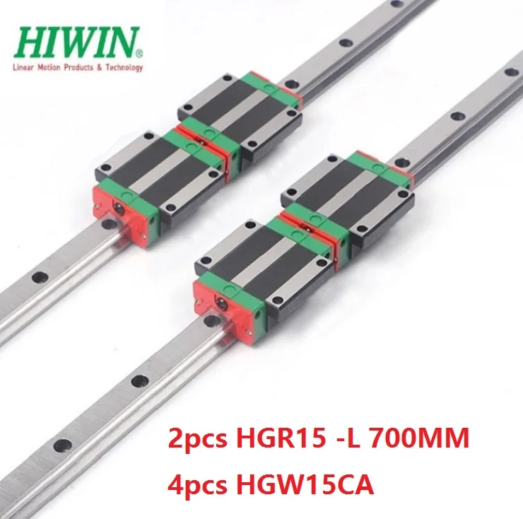 

2pcs 100% original Hiwin linear rail guide HGR15 -L 700mm + 4pcs HGW15CA ( HGW15CC ) flange carriage block for cnc router