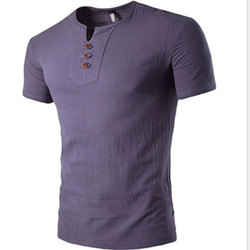 Мужская брендовая футболка из льняной ткани летняя новая модная повседневная