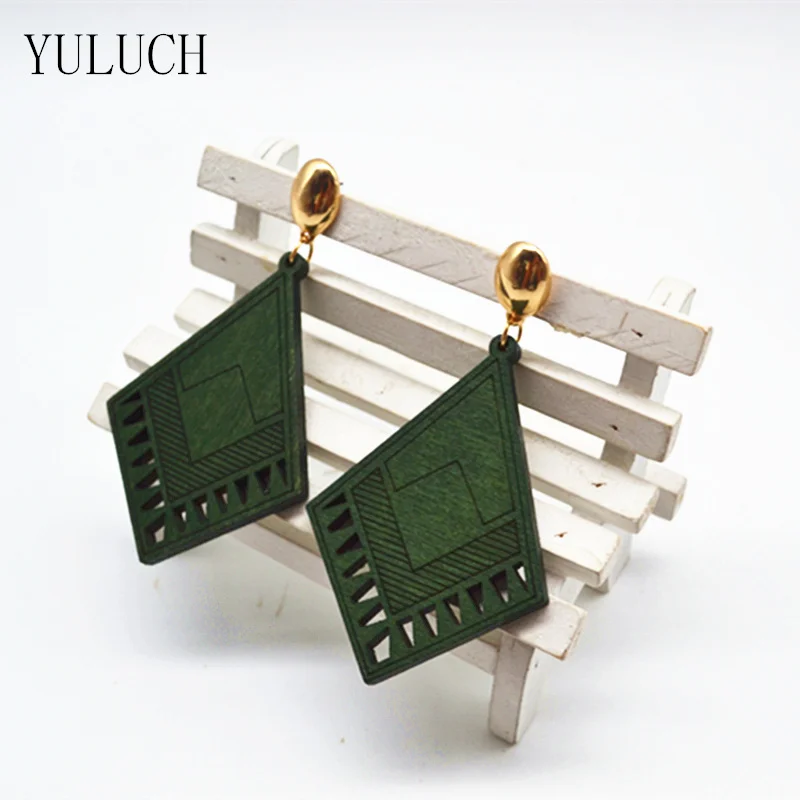 YULUCH ручная работа деревянная Серьга для женщин Африка стиль 2017 Новый дизайн