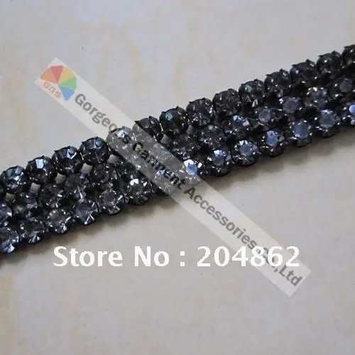 50 ярдов/партия 3 ряда Кристалл rhinestone сетки окантовка с оригинальной Чешский черный алмаз для свадебное платье и торты