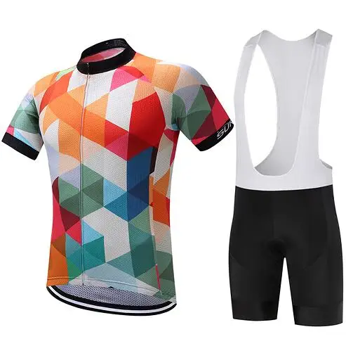 jersey and pants Летняя мужская одежда с коротким рукавом для езды на велосипеде, MTB, 9D гелевая подкладка, Джерси, набор для езды на велосипеде, Майо, комплект одежды, облегающий костюм, униформа - Цвет: jersey and pants
