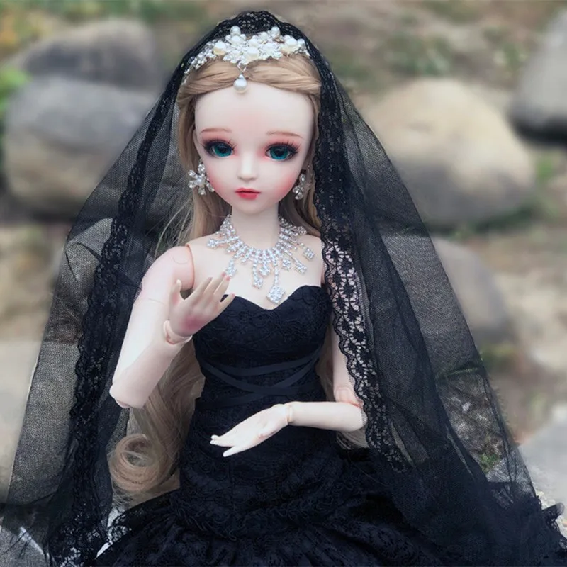 BJD 1/3, куклы для девочек, коричневые глаза, кукла-невеста, черное свадебное платье, ручная работа, красивые игрушки, силиконовый шарнир, Кукла Реборн, Рождественский подарок