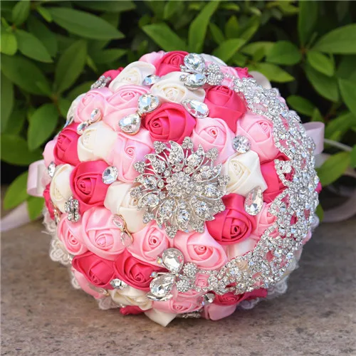 same as pic Wedding Bouquet Blush Bride Holding Flowers Artificial Bouquet Ribbon Rhinestone Pearl Bouquet Decoration Bride Groom Dance - Цвет: same as pic