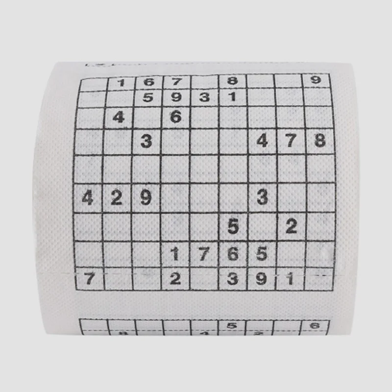 1 рулон древесной целлюлозы Материал Новинка Забавный номер Sudoku печатных WC для