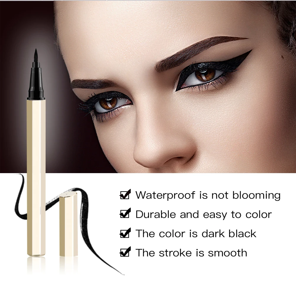 NAQIER New liquid Eyeliner Pen Black Waterproof Glitter Gold tube Makeup Eyes Liner stamps Cosmetic eyes tool |