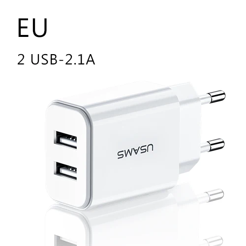 2 USB EU Charger USAMS 5 В/2.1A USB зарядное устройство для мобильного телефона зарядное устройство для iPhone samsung 1 2 USB EU/US вилка настенное зарядное устройство для iOS/Android телефон зарядное устройство s - Тип штекера: 2 USB EU Charger