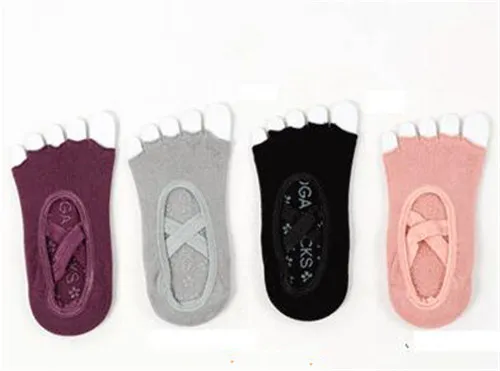 half toe Высококачественные женские хлопковые носки с пальцами, 4 пар/лот, Осень-зима, женские массажные носки для пилатеса, женские носки с пятью пальцами - Цвет: half toe