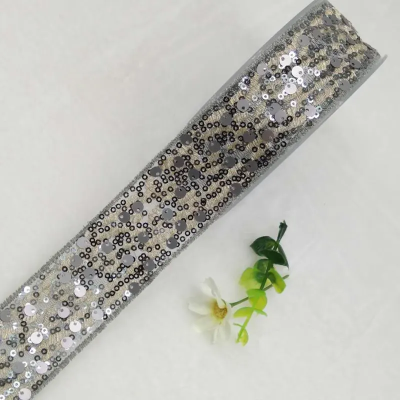 Сетка вышивка хаотическая тесьма с пайетками лук diy Перемычка свадебные аксессуары - Цвет: 4.0cm-Color-5