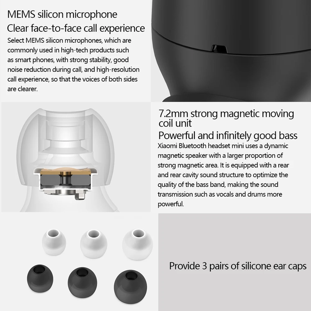 Оригинальная Xiaomi mi bluetooth-гарнитура mi ni Bluetooth 4,1, беспроводные наушники IPX4, водонепроницаемые MEMS mi, наушники с громкой связью