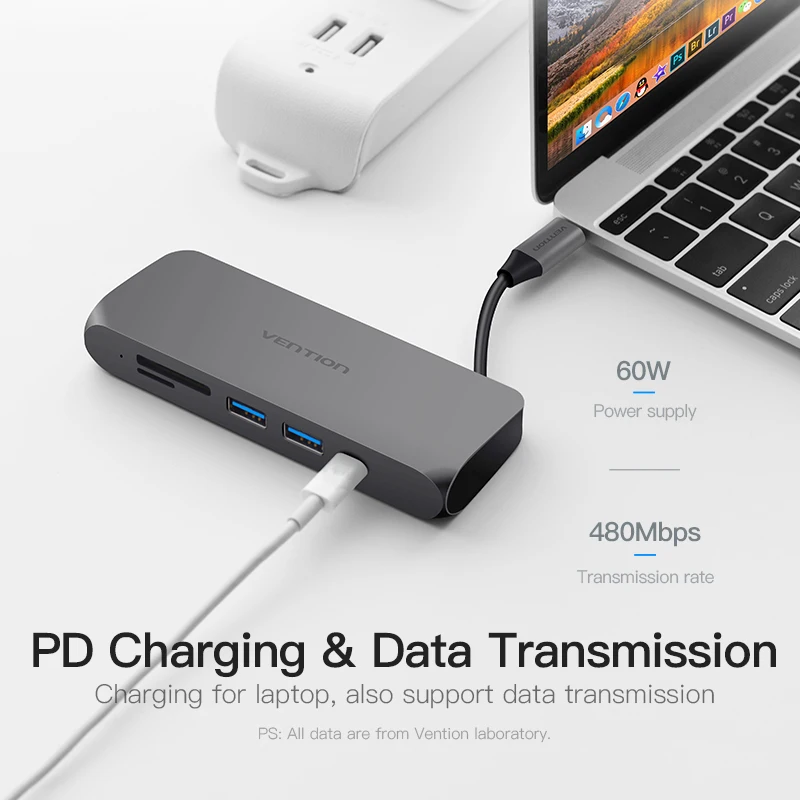 Концентратор Vention USB C концентратор HDMI Type с разъемом PD TF/SD док станция для MacBook Samsung