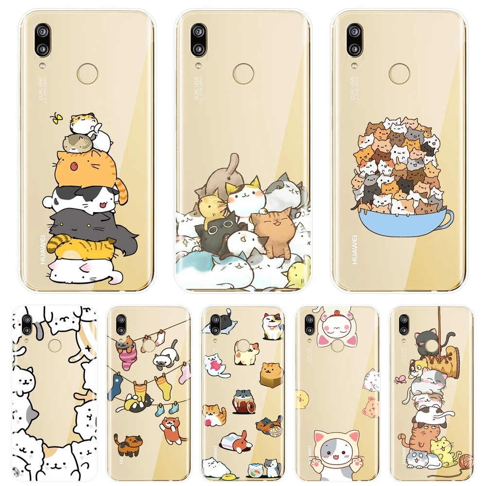 Мягкий чехол для телефона huawei P8 P9 Lite Mini Kawaii Cat, силиконовый чехол на заднюю панель для huawei P20 Lite Pro P9 P10 Plus P Smart чехол
