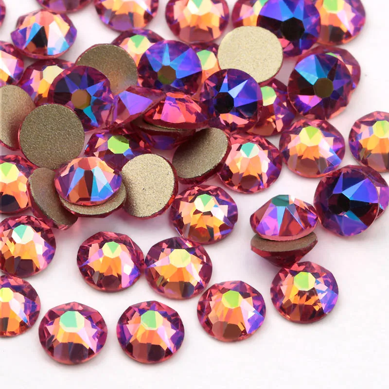 QIAO 8 Big 8 Small Cut SS20 много цветов AB плоская задняя часть DIY деко Стразы не для горячей фиксации для страз и украшения клея на камне - Цвет: rose AB