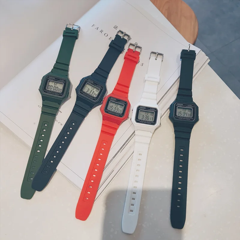 Ins super hot chic trend rectangular watch men and women students Korean version simple fashion ulzzang couple electronic | Наручные часы