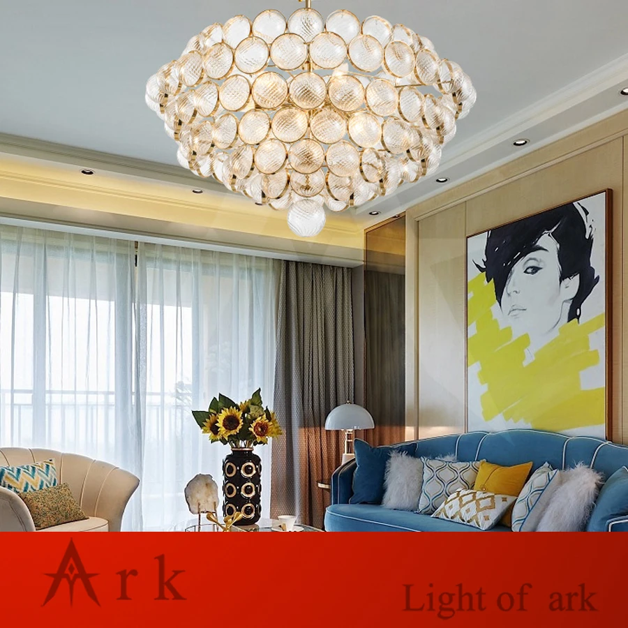 Роскошные круглые позолоченные полированные светодиодные подвесные