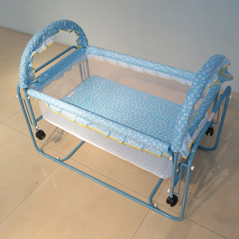 Multi-function Metal Baby Crib Bed Cot Baby Playpen Bed Baby Crib Trolley Swing Bed with Roller Mosquito Net Newborn Crib 1~12M images - 6