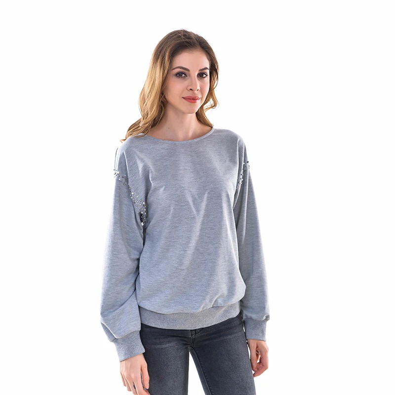 Осень 2019 Повседневная Женская толстовка женские толстовки элегантные серые с