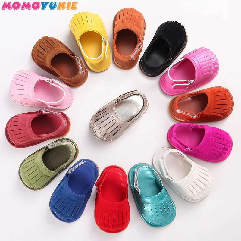 Mocasines de piel sint&eacute;tica para beb&eacute;, calzado elegante con borla, zapatos de beb&eacute; para ni&ntilde;as, con gancho y lazo, suela de goma dura-0