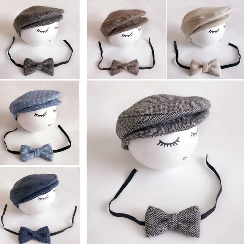 

Baby Boy Hat+Tieback Newborn Photography Prop Cute Baby Hat Newborns Photo Props Newborn Cap Props for Photography accessories
