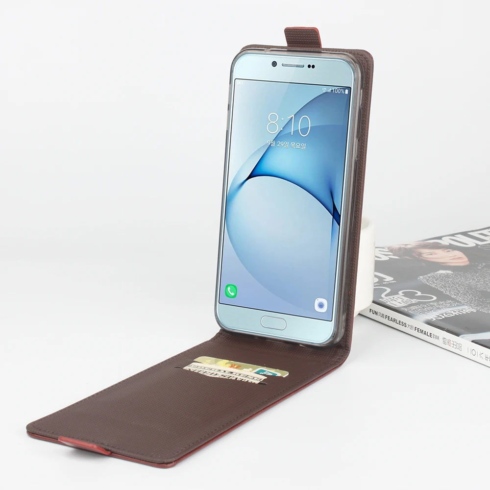 Для samsung Galaxy A8 2016 милый мультфильм вертикальный с крышкой Роскошный кожаный чехол