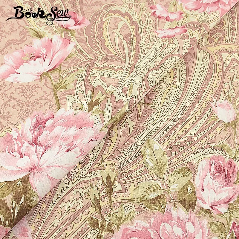 Booksew 100% хлопчатобумажная саржевая ткань коричневый цветочный дизайн шитье