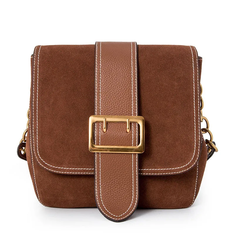 Brown DOYUTIG, европейский стиль, женские роскошные сумки через плечо из натуральной кожи, большие и маленькие размеры, настоящий нубук, кожаные сумки на плечо F630 - Цвет: Brown