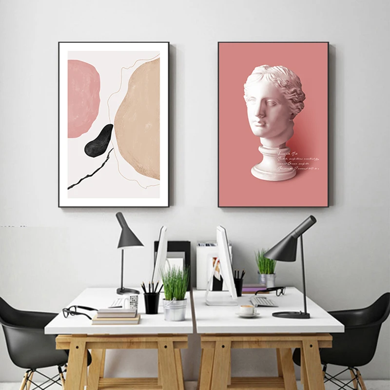 Абстрактная розовая картина с открытой спиной для женщин плакат Давида печать