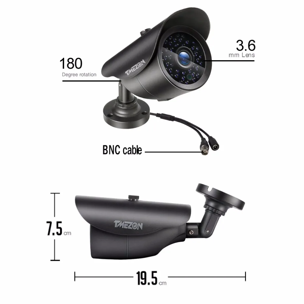 TMEZON HD 800TVL 900TVL 1200TVL CCTV камера день/ночь видение видео наружная водонепроницаемая IR пуля наблюдение безопасности.