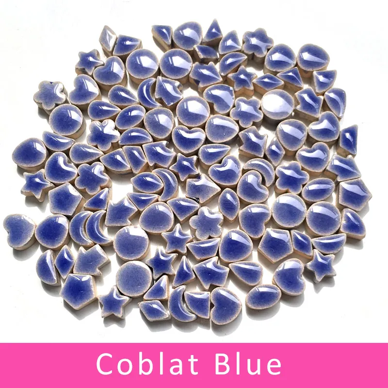 Coblat Blue 100 г 1 см маленькая звезда, луна, цветок, керамическая декоративная мозаичная вставка, необычное керамическое украшение, сделай сам, мозаичный материал, художественное ремесло - Цвет: Coblat Blue
