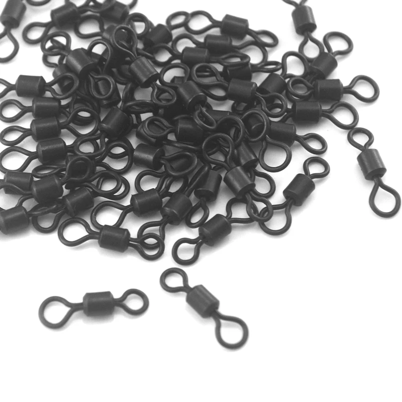 50 шт. 4 # Вертлюги Heli с большим ушком латунный сплав матовый черный цвет подходит