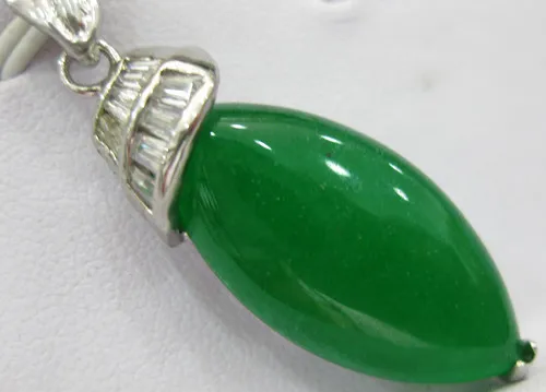 Оптовые ювелирные изделия приятно посеребренные tear drop зеленый нефрит Кулон