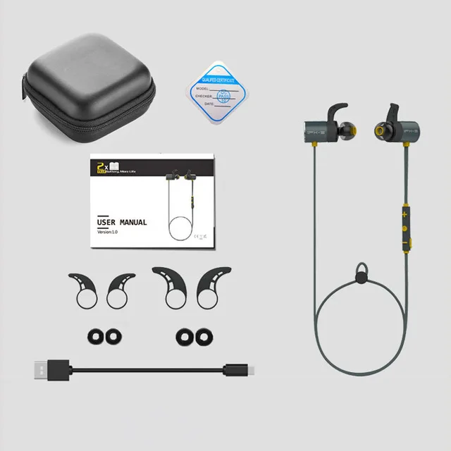 Yellow Without Box Беспроводная bluetooth-гарнитура Bx343 с двойным аккумулятором, складывающиеся наушники, стерео аудио IPX5, водяные наушники Oreillette с микрофоном - Цвет: Yellow Without Box