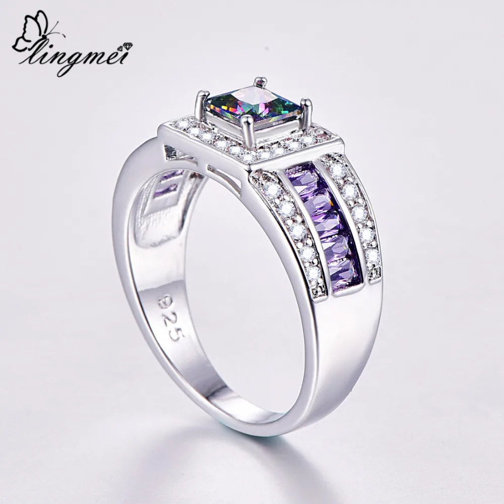 Lingmei оптовая продажа обручальное кольцо SterlingJewelry подарки с разноцветным синим