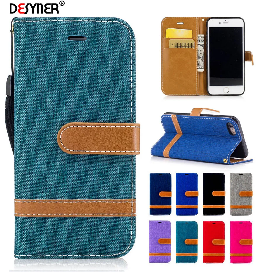 Кожаный чехол книжка Desyner Denim смешанных цветов Чехол для iPhone 5 5S SE 6 6S 7 Plus|case for