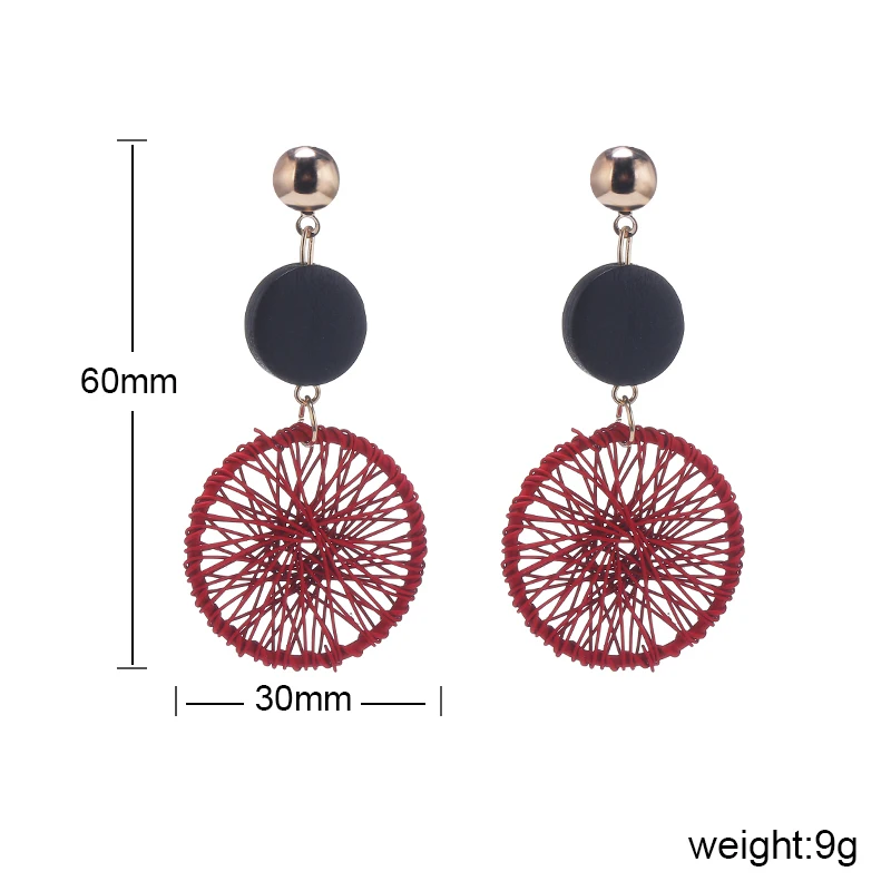 HOCOLE новые корейские деревянные круглые Висячие серьги для женщин Za полые