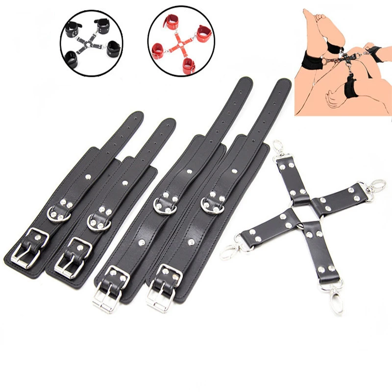 Наручники из искусственной кожи наручники на лодыжке набор крестов бондаж секс