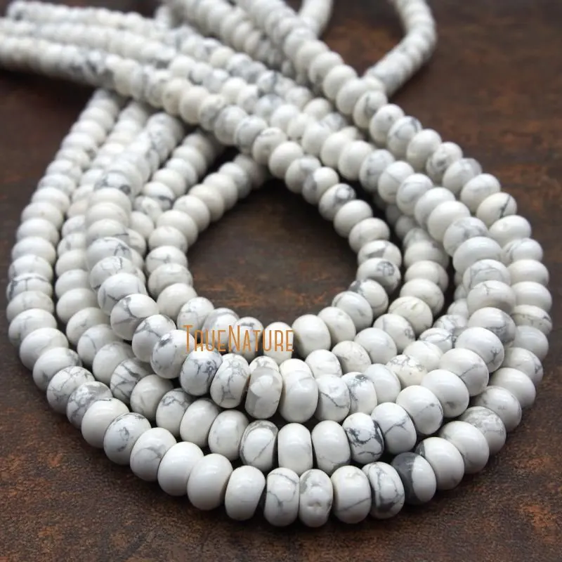Wholesale Full Strands Loose Beads White Turquoises Howlite Rondelle Beads Turquoises Rodelle Beads For DIY  In 5*8mm  BE5526