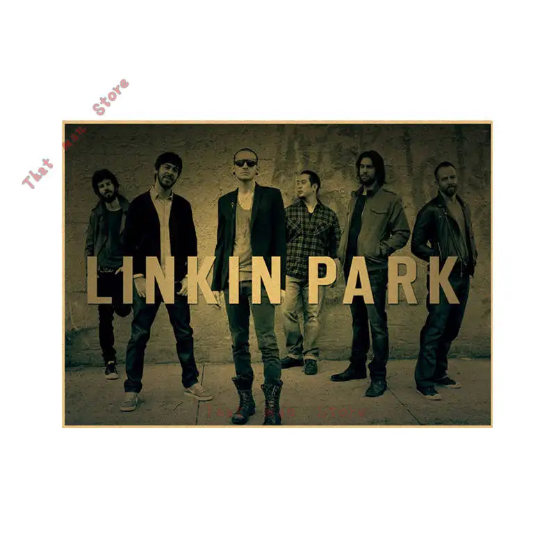 Винтажная ретро-рок-группа Linkin park, музыкальная гитара, матовая крафт-бумага, античный плакат, настенная наклейка, домашний декор - Цвет: Светло-серый