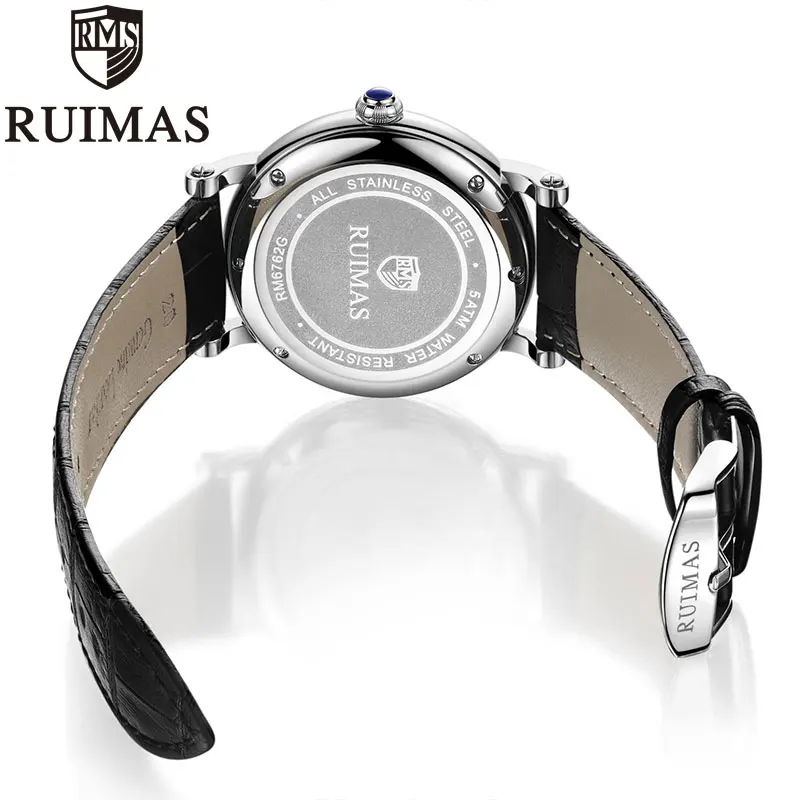 Мужские часы с кожаным ремешком Ruimas reloj hombre водонепроницаемые повседневные