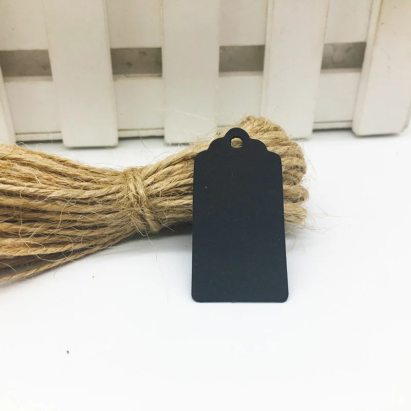 Black 100 шт., тег на голову цветка, пустой подарок, тег+ пеньковая веревка, упаковка, украшения на свадьбу, день рождения, вечеринку, на заказ, крафт-бумага, карты - Цвет: Black
