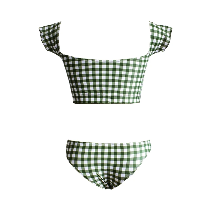 Женский раздельный купальник в клетку Пляжное платье на одно плечо с пуш-ап