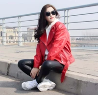 2020 spring womans genuine sheepskin leather coat bf loose casual jacket for lady female red black plus big oversize xxxxxl