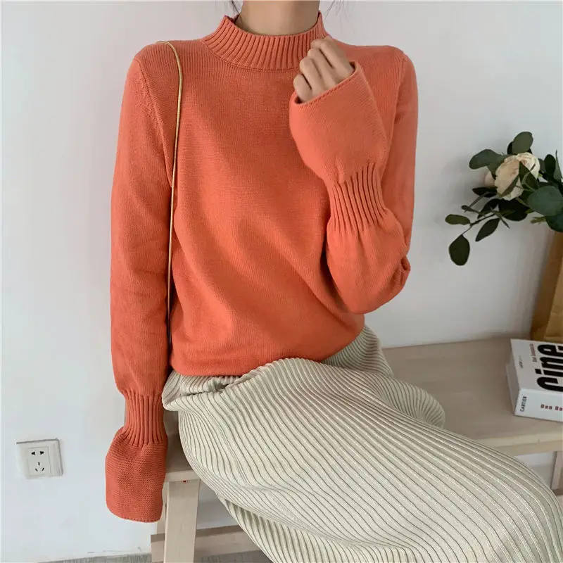 Женский вязаный свитер HziriP тонкий однотонный Свободный пуловер 5 цветов для