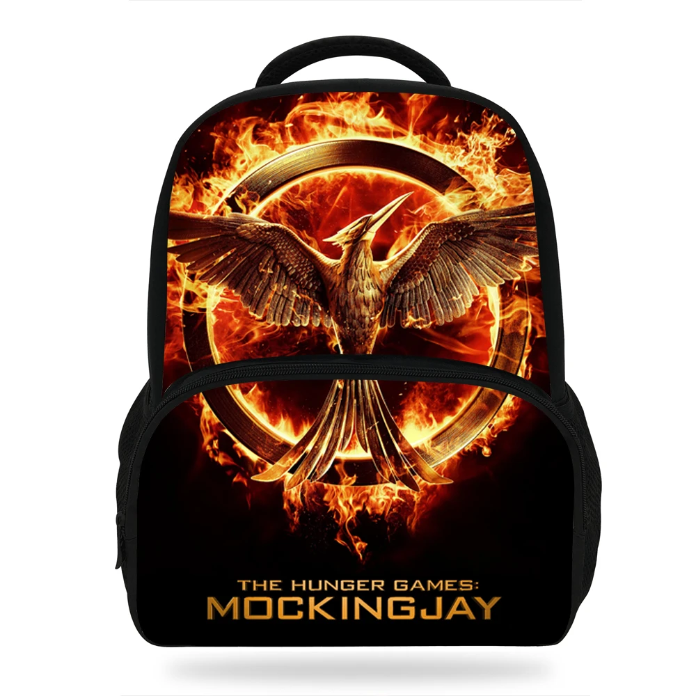 14 дюймов крутой фильм принт рюкзак Голодные игры Mockingjay сумка для детей Мальчики Девочки Студенты повседневные сумки для детей