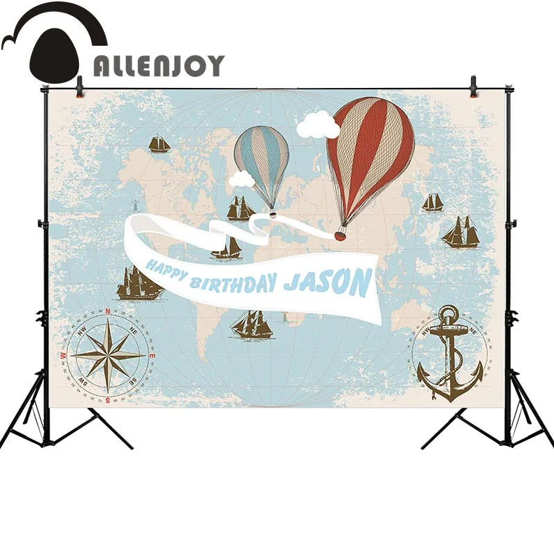 Фон для фотосъемки Allenjoy тема путешествия День рождения воздушный шар якорь фон