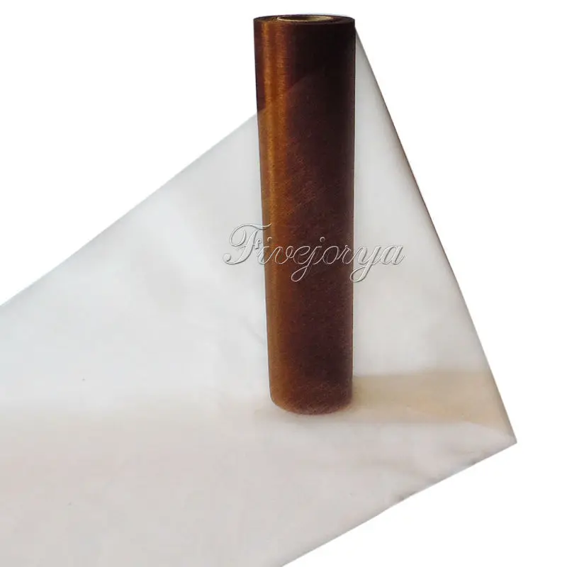 chocolate 25 м x 29 см прозрачная органза рулон стула для свадебной вечеринки створки лук настольная дорожка топ стол Swag органза Ткань Материал - Цвет: chocolate