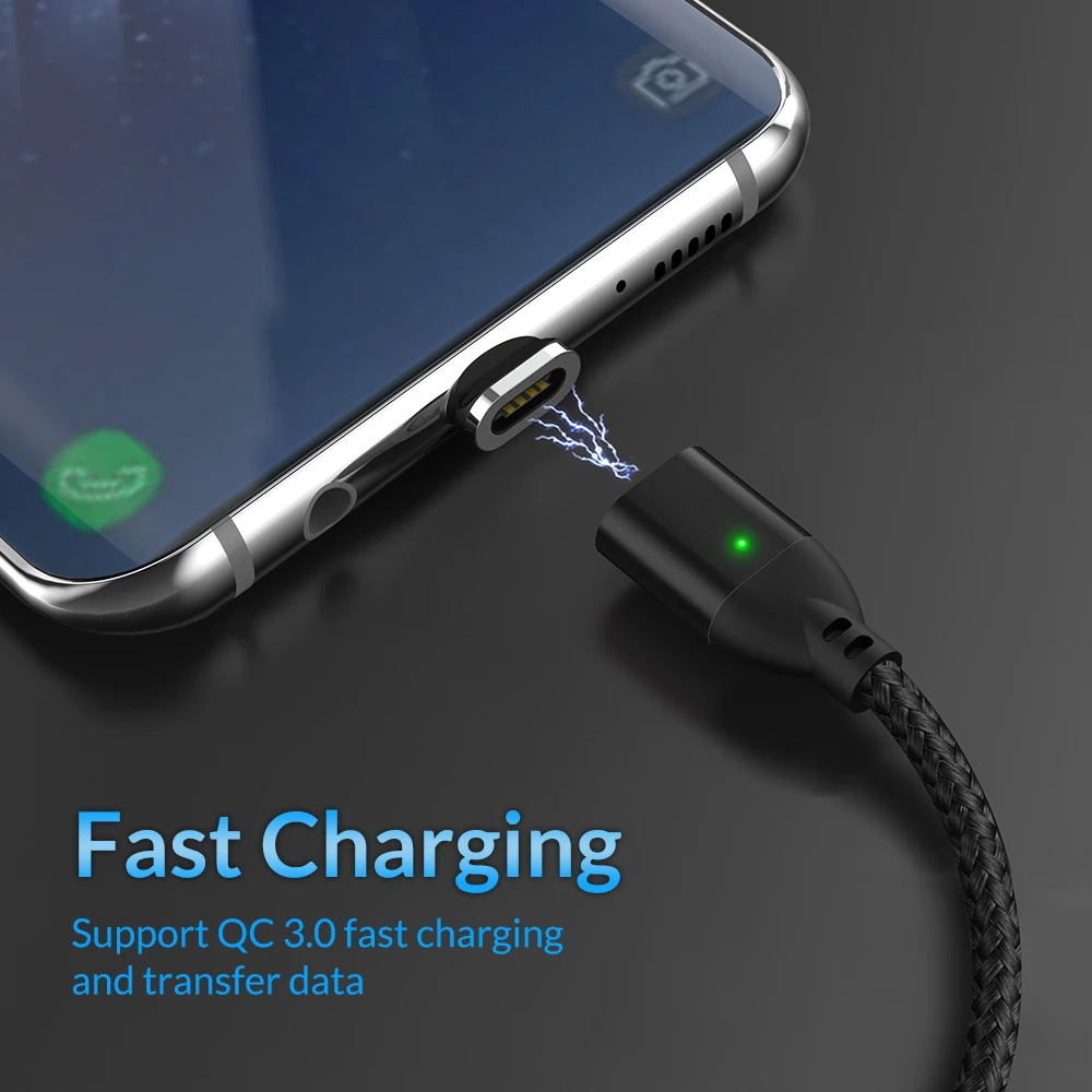 Магнитный кабель для быстрой зарядки TOPK 1M 3A iPhone Xs Max Xr 8 7 6 Plus Micro USB и type-C samsung Xiaomi huawei