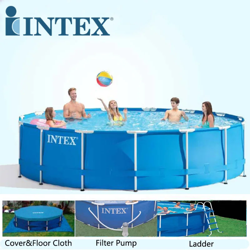 INTEX 366*76 см Piscina круглая рама набор для бассейна Трубная стойка пруд большой семейный бассейн с фильтрующим насосом B32001 - Цвет: Set E