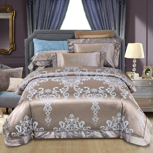 Bedding set 8 Шелковое атласное постельное белье королевского размера, роскошное постельное белье, простыня из хлопка, покрывало, комплект постельного белья, постельное белье, parrure de lit - Цвет: Bedding set 8